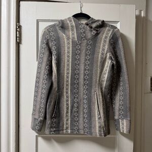 Ibex Reece Gray and Cream Patterned Women's Hoody Sweater